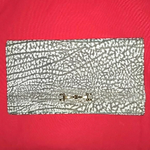 Seberini Vintage Suede Leather Texture Grey Clutch - Picture 2 of 7